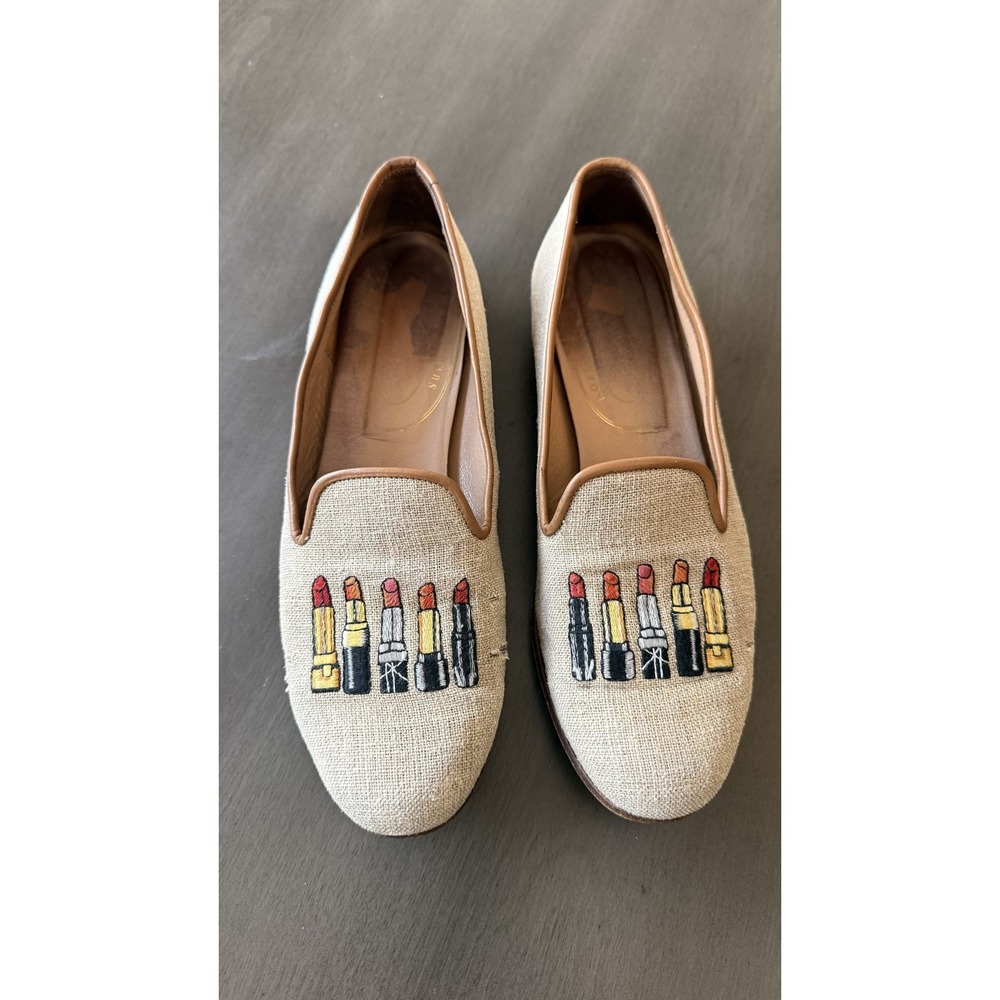 Stubbs & Wootton Shoes Womens Size 9.5 Beige Lipstick Loafers Slip On